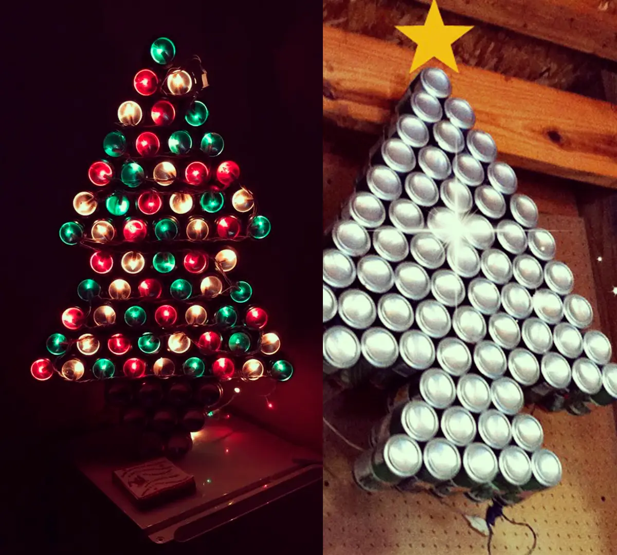 árboles de navidad con materiales reciclados
