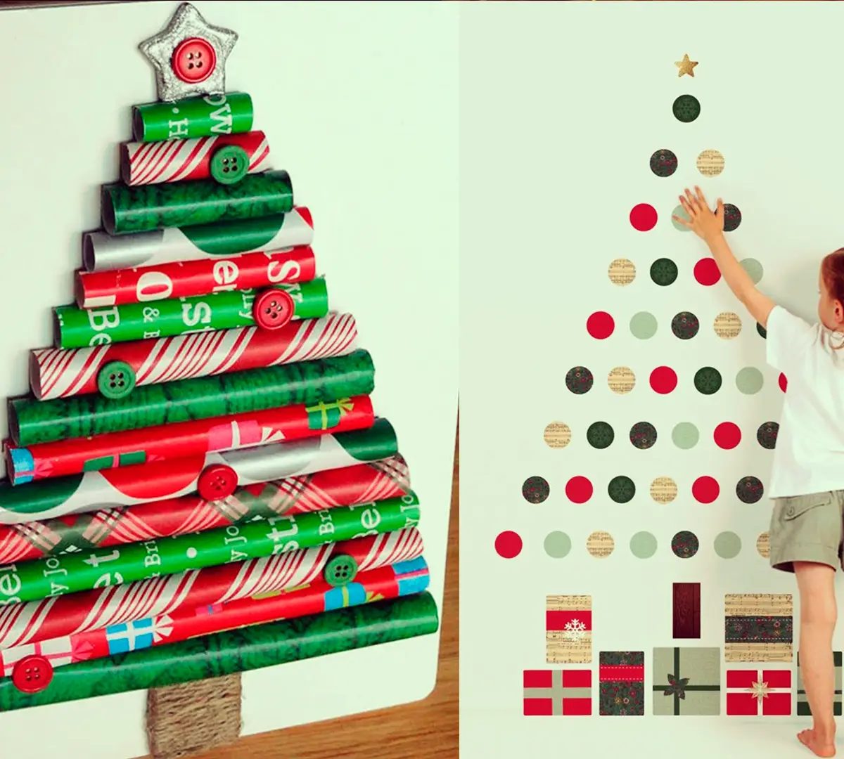 árboles de navidad con materiales reciclados